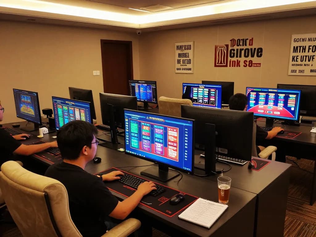Engaging in online gambling with non gamstop casinos on multiple screens in a modern gaming setup.