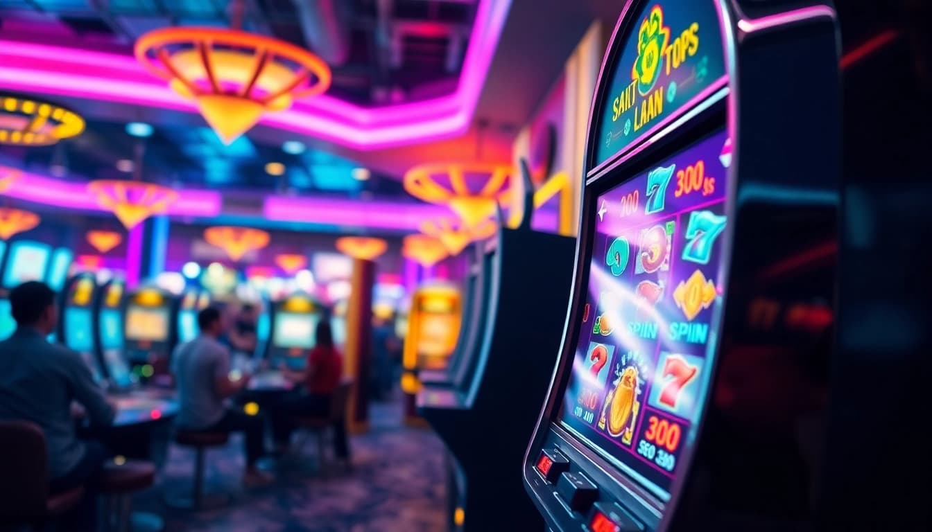 Menangkan slot online dengan mesin slot yang berwarna-warni dan suasana kasino yang meriah.