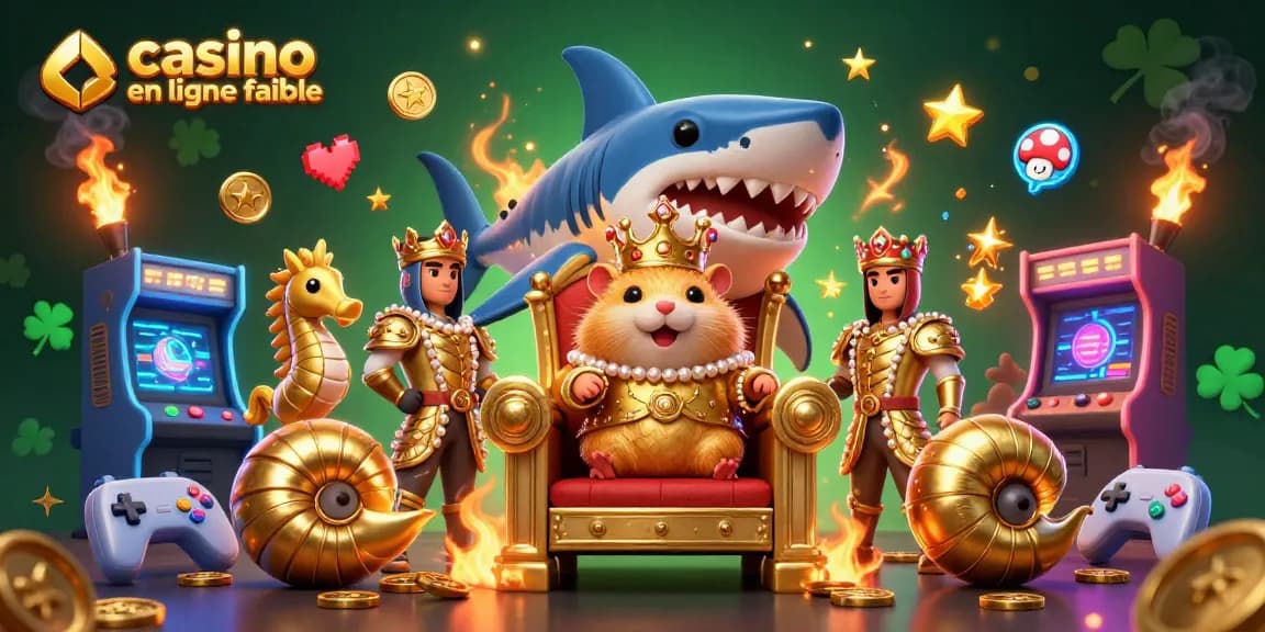 Jouer sur un casino en ligne fiable avec un roi hamster couronné et des gardes de hippocampe dans un décor vibrant.