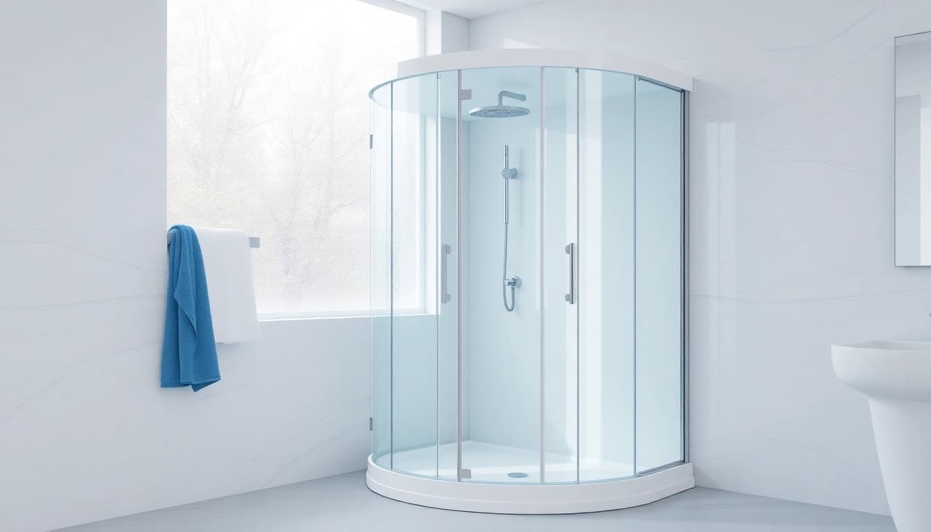 Die duschkabine 100x100 in einem modernen Badezimmer mit eleganten Fliesen und natürlichem Licht.