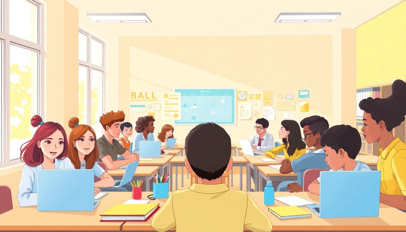Engaged students in a bright classroom setting focusing on Education activities with interactive resources.