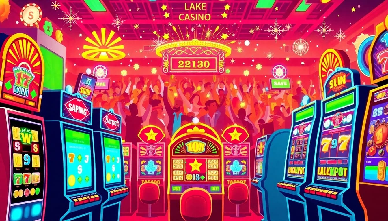 Menangkan slot gacor hari ini di kasino online dengan suasana meriah dan mesin slot penuh warna.