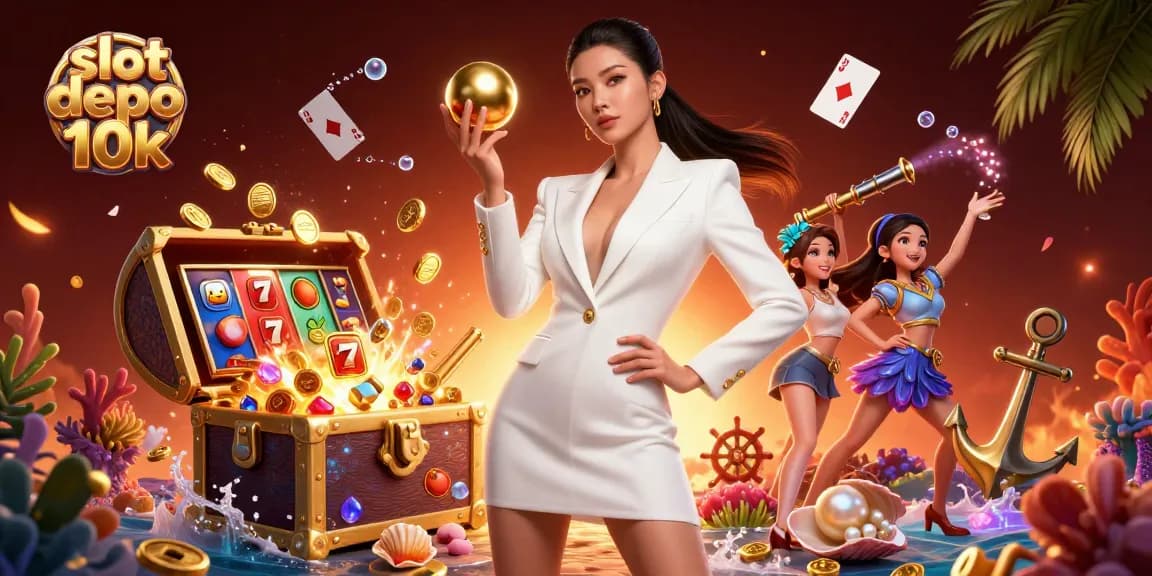 Play and win at slot depo 10k with colorful elements and glamorous casino flair.