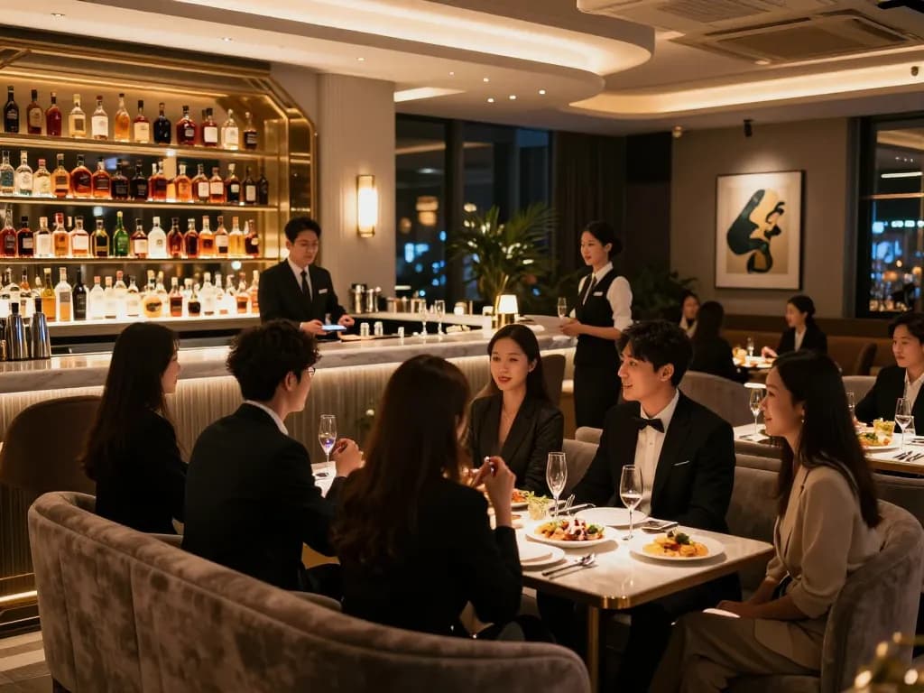 Experience the vibrant atmosphere of 강남쩜오 nightlife with elegant seating and premium service.