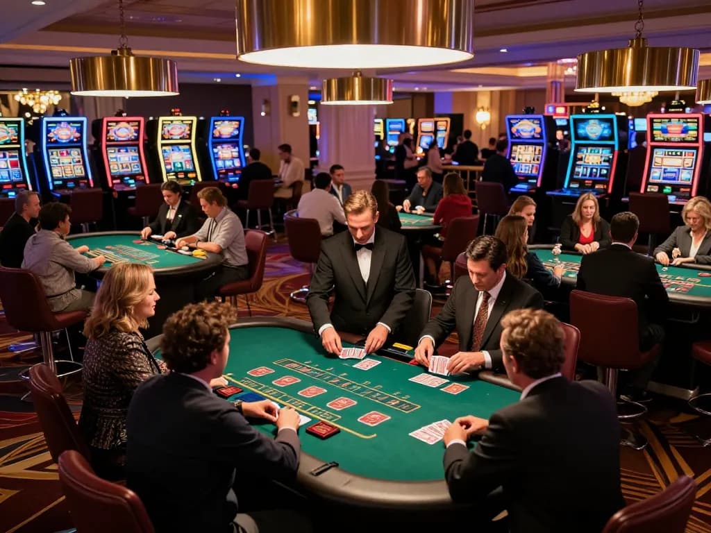 Players engaged in blackjack at upscale Las Vegas casino, highlighting top quality widgets experience.