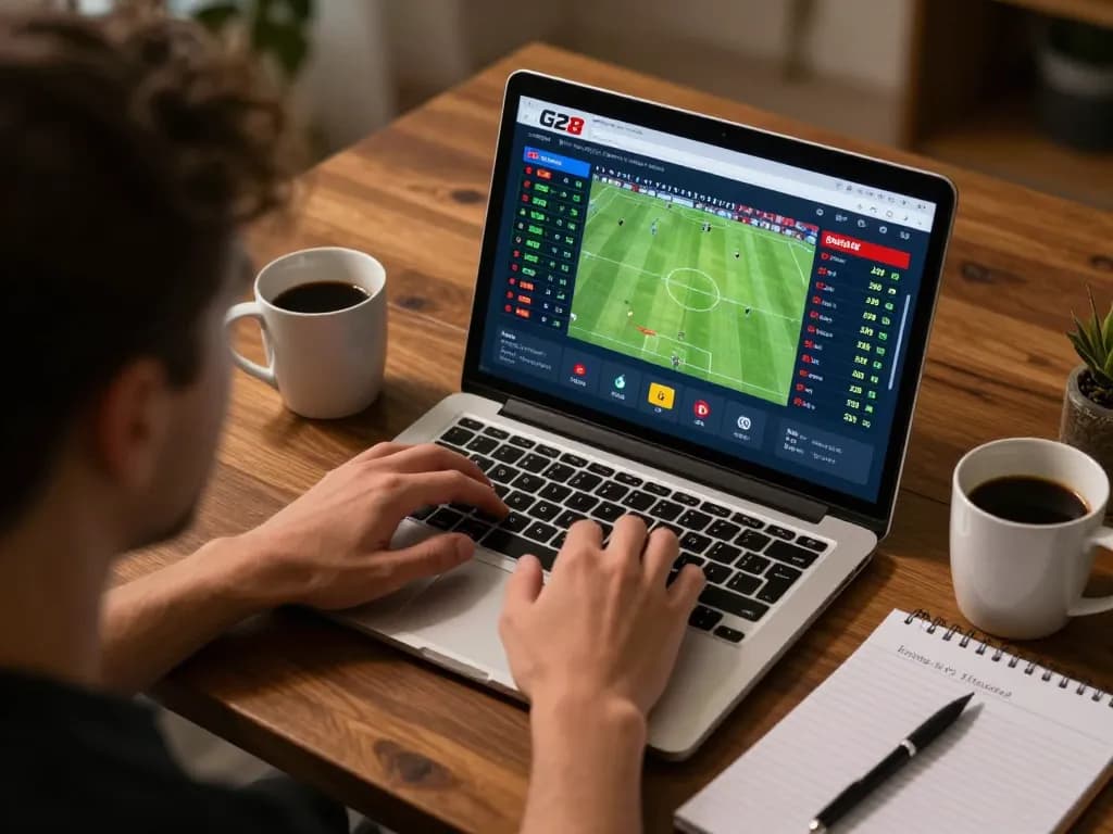 Engaging online betting session at home on G28 sports platform, showcasing strategic gambling.