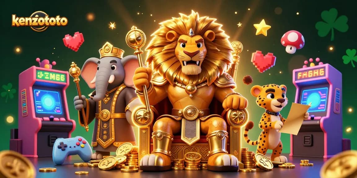 Experience the excitement of kenzototo with vibrant gaming symbols, lively characters, and rich casino elements.