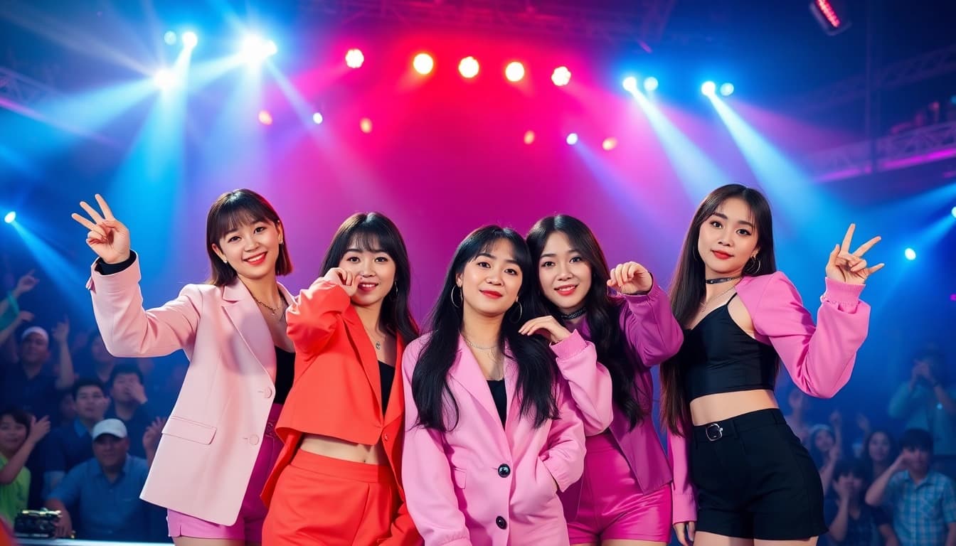 Portrait of the blackpink members showcasing their unique styles and dynamic stage presence.