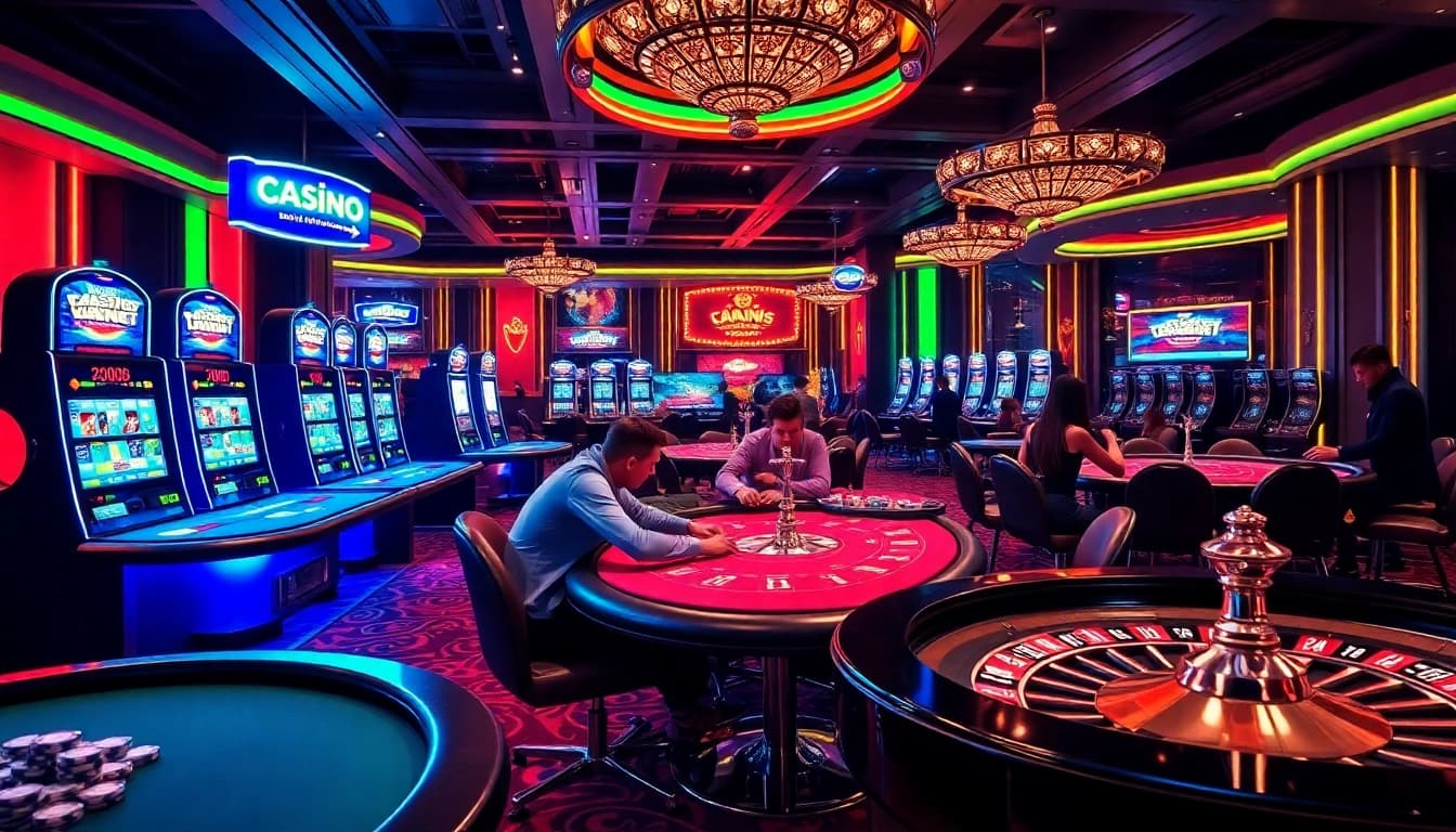 Joueurs engagés dans un casino en ligne France, mettant en avant l'excitation et le professionnalisme dans le jeu.