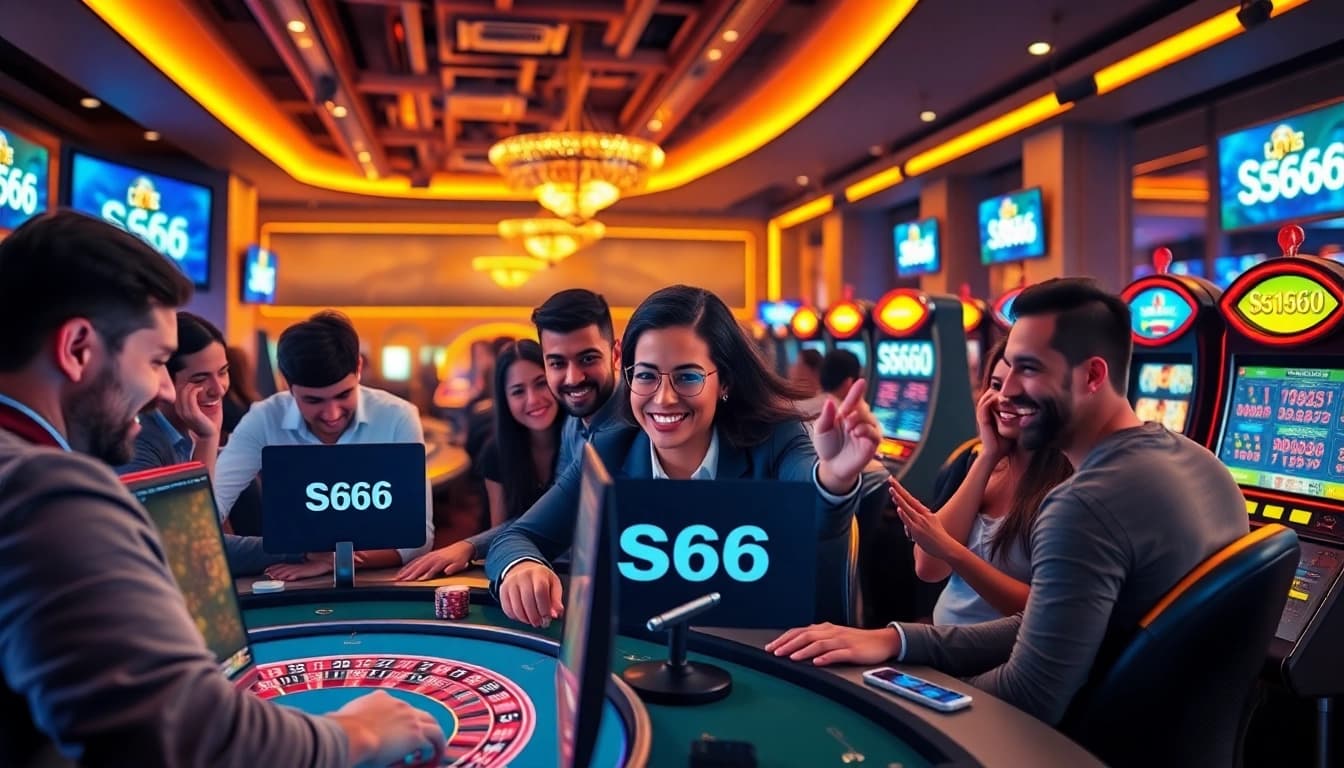 Experience the excitement of online gaming at s666.nyc with diverse players and vibrant casino scenes.