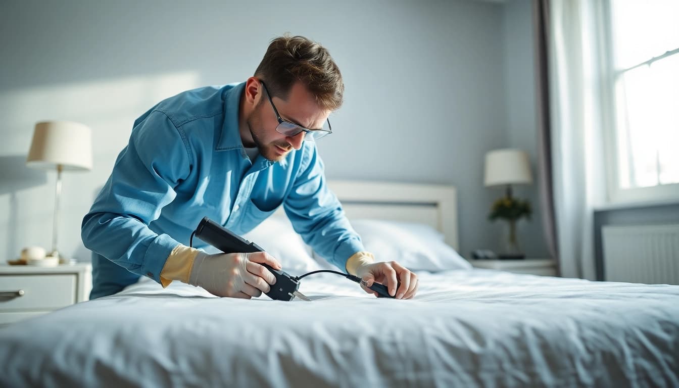 Effective extermination by waukesha bed bug exterminators in action during a home inspection.