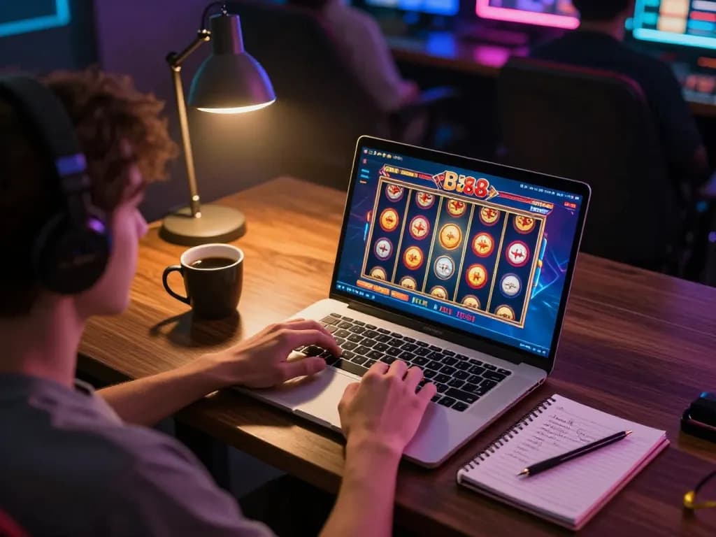 Engaged player enjoying slot88 online gaming with dynamic reels in view