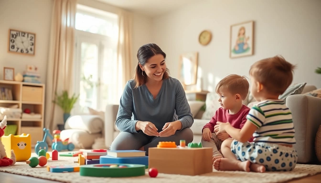 Engaging live-in nanny teaching children in a cozy environment in Dubai.