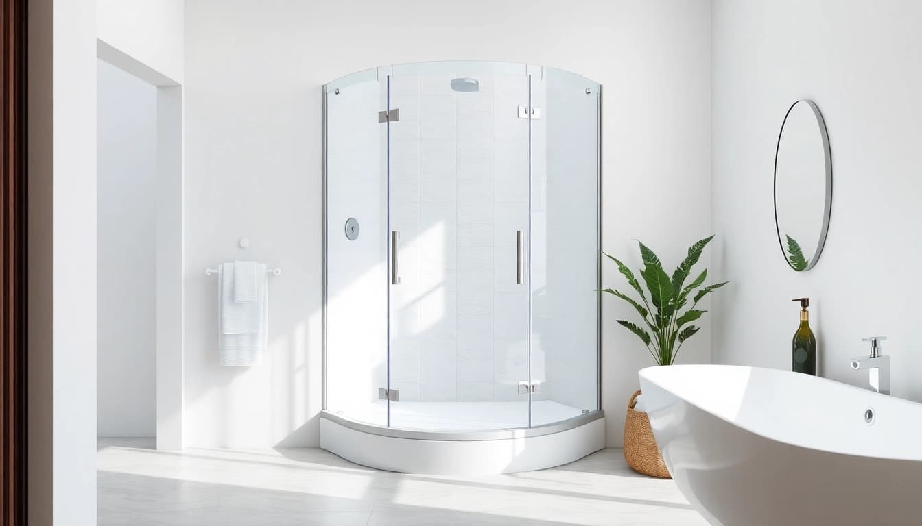 Duschkabine 90x90 komplett elegant in modernem Badezimmer mit klaren Linien und stilvollem Design.