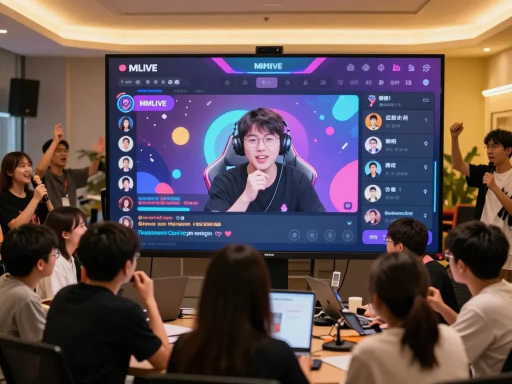 MMLIVE livestream session with an interactive audience, dynamic streaming setup, and vibrant atmosphere.