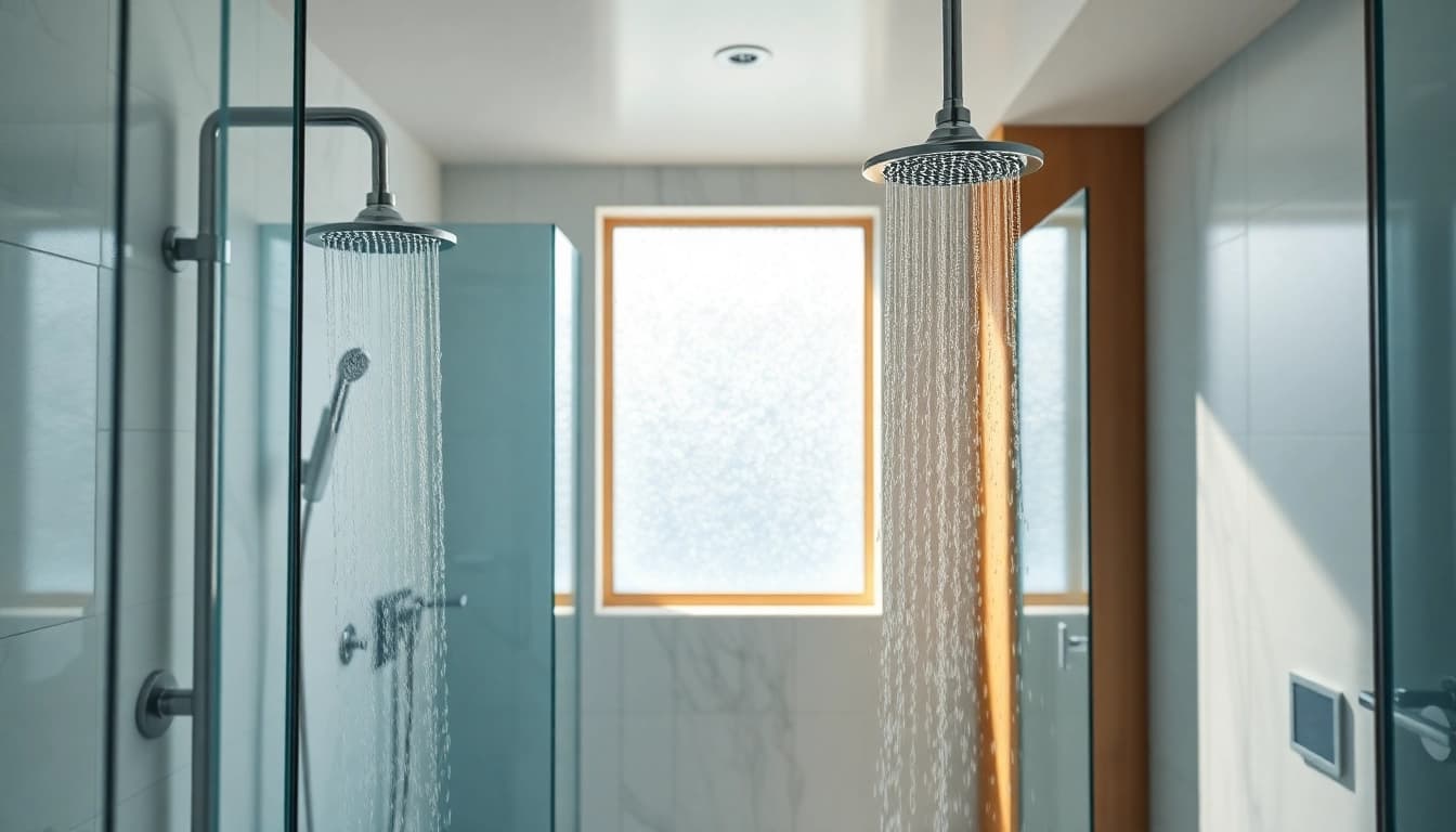 Experience elegant showers au with luxurious fixtures and modern design in a serene bathroom setting.