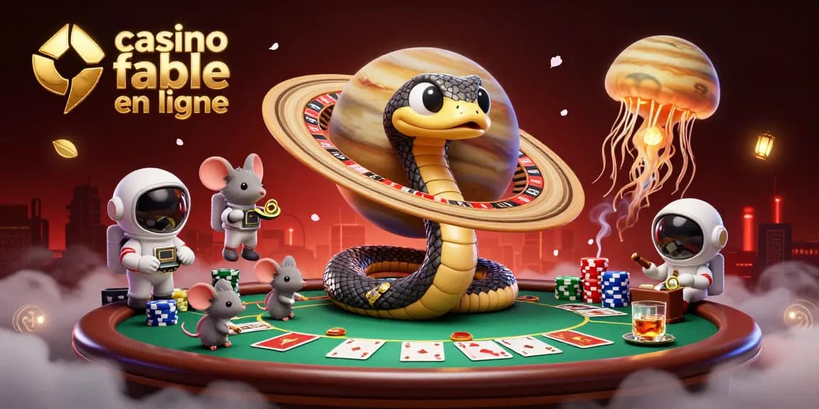 Les astronautes parient sur un serpent de Saturne en forme de roulette, symbole de casino fiable en ligne.