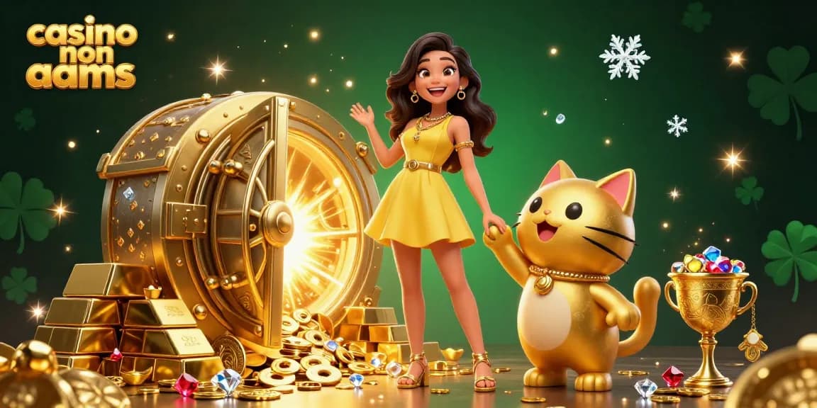 Vivi l'eccitazione del casinò non AAMS con questa vivace illustrazione di una gioiosa donna asiatica con un mascotte gatto fortunato.