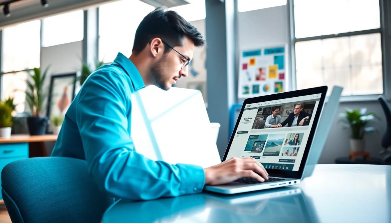 Showcasing Hereford Web Design, a professional web designer focused on creating stunning websites in a modern office.
