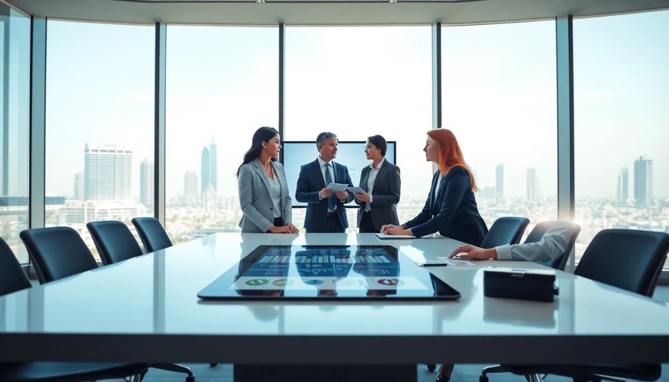 Engaging scene of VAT Consultancy in Abu Dhabi with professional consultants collaborating in a modern office setting.