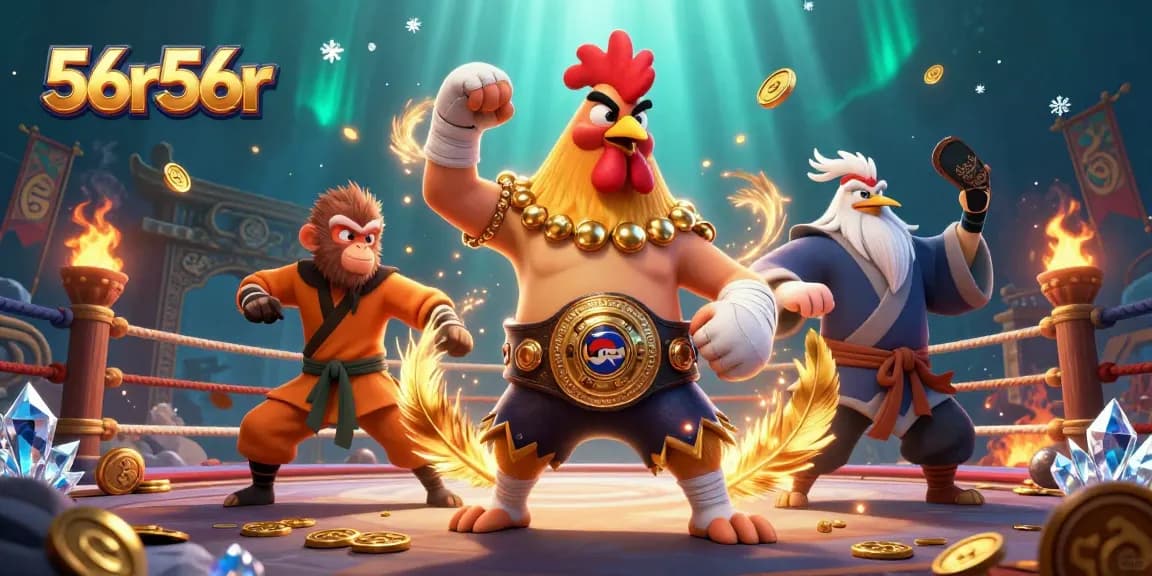 Experience the thrill of 56r56r casino action with dynamic characters and vibrant scenes of gaming excitement.