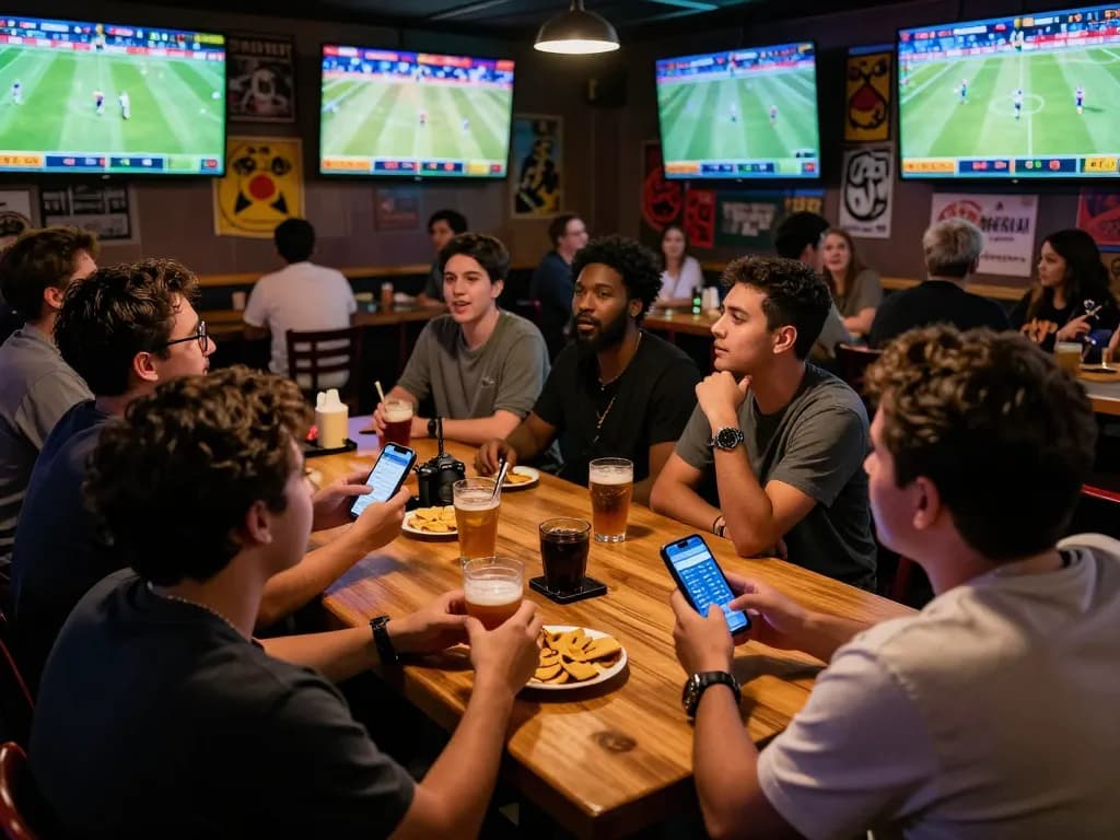 Experience max 79 betting excitement with friends in a vibrant sports bar scene.