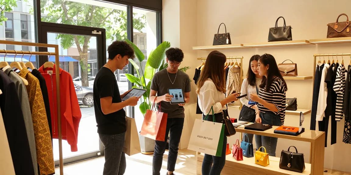 Exciting shopping experience at a 레플리카 사이트 showcasing luxury replica handbags and accessories.