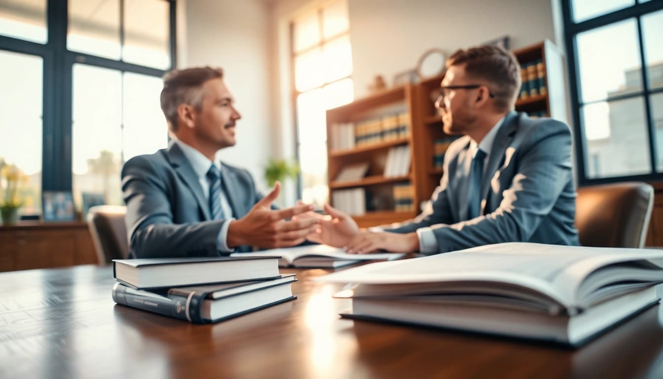 Clearwater truck accident attorney consulting with a client in a professional office space.