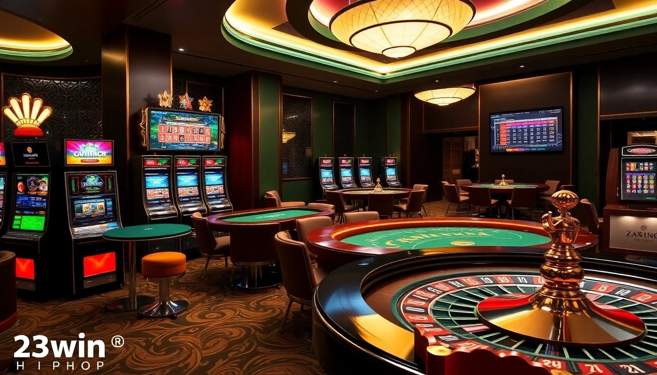 Experience the excitement of winning at 23win.hiphop with luxurious casino visuals and vibrant gaming action.