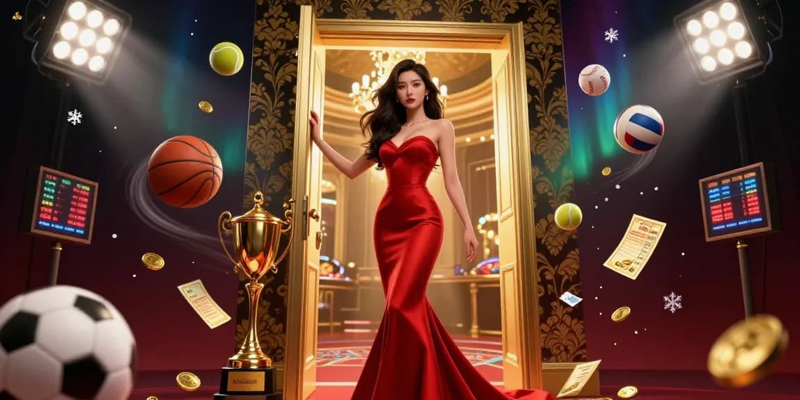 Experience the thrill of onbet with a stunning casino scene showcasing a beautiful Asian woman in a luxurious setting.