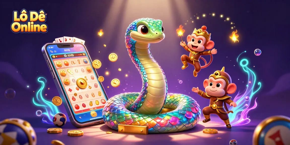 Engage in Lô Đề Online with vibrant 3D illustration featuring colorful lottery elements and energetic characters.