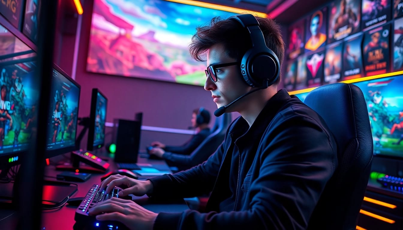 Engaged player in the Vislio Game environment showcasing vibrant digital landscapes and characters.