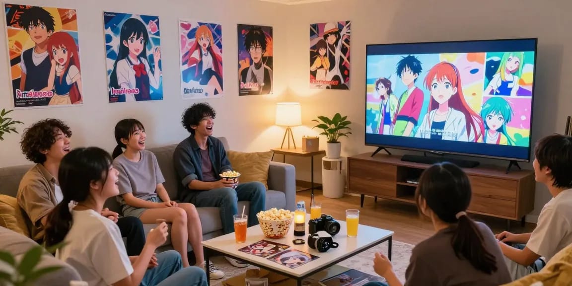 Pengalaman menonton anime bersama teman-teman di AnimePlay dengan suasana nyaman dan ceria.