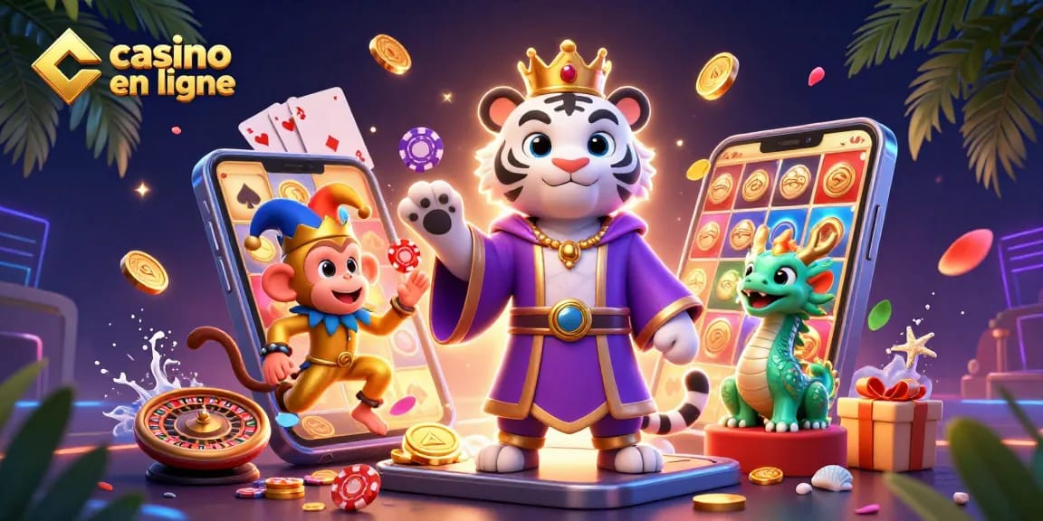 Interagissez avec le monde coloré du casino en ligne à travers une illustration numérique vibrante mettant en avant des éléments de jeu et des personnages.
