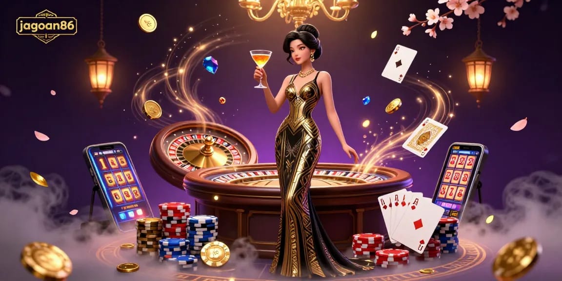 Experience winning with jagoan86 in a vibrant casino scene showcasing a glamorous atmosphere.