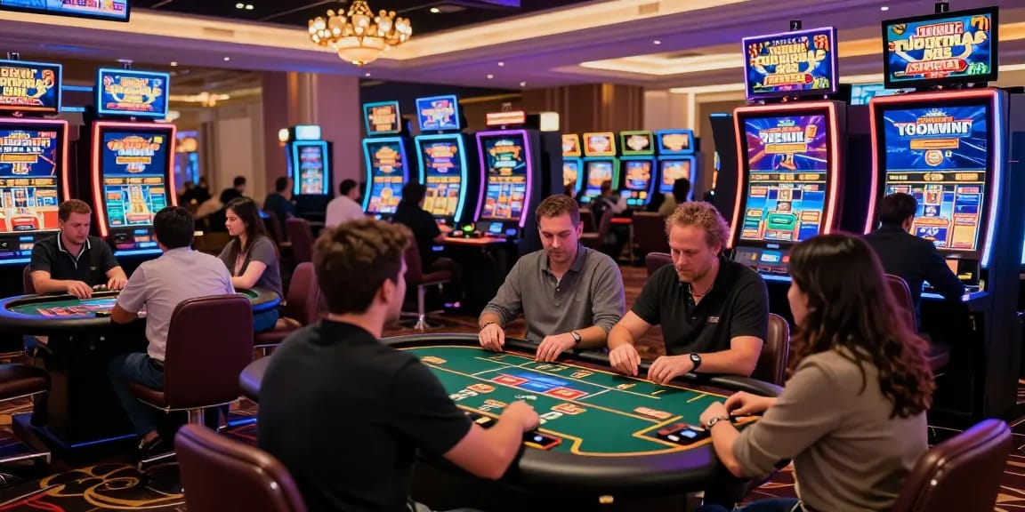 Players enjoying games at vibrant casinos that accept credit cards, showcasing an immersive atmosphere.