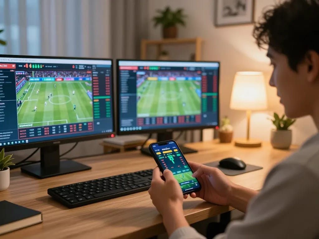 Engaging with keobongda sports betting app on smartphone, showcasing live game odds and analysis