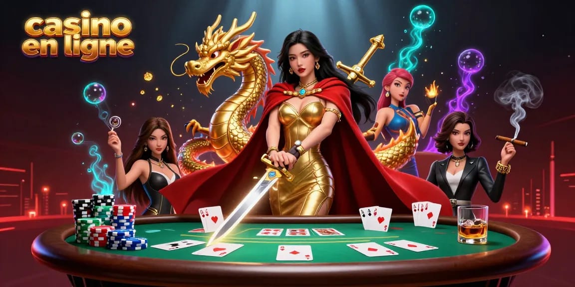 Profitez d'un jeu exclusif dans un casino en ligne vibrant avec des tables de poker et des visuels majestueux.