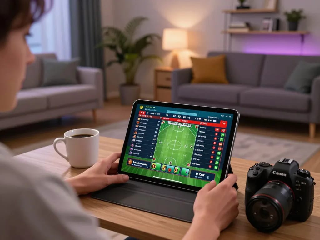 Engaging in Link FB88 sports betting from a stylish home setup while enjoying a cozy atmosphere