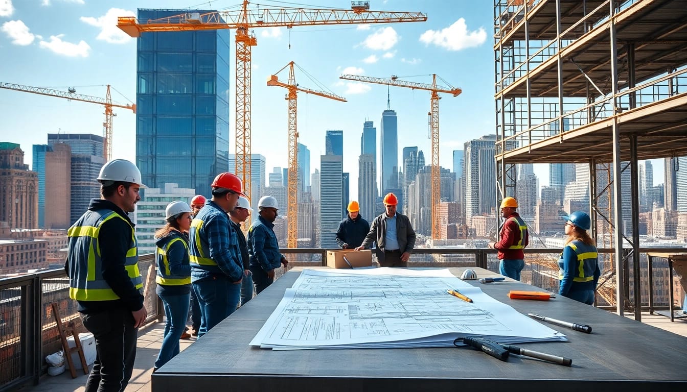 New York City Commercial General Contractor collaborating on a major project at a vibrant construction site.