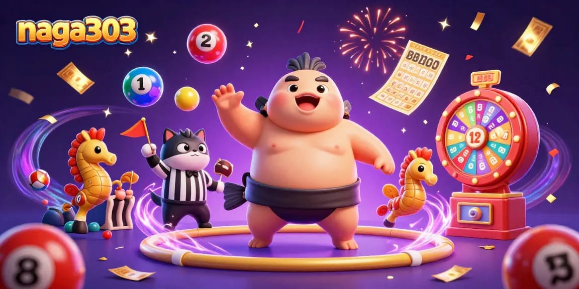 Engage in exciting lottery gameplay with naga303, featuring dynamic elements like bouncing balls and vibrant prizes.