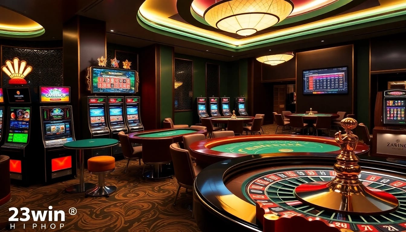 Experience the excitement of winning at 23win.hiphop with luxurious casino visuals and vibrant gaming action.
