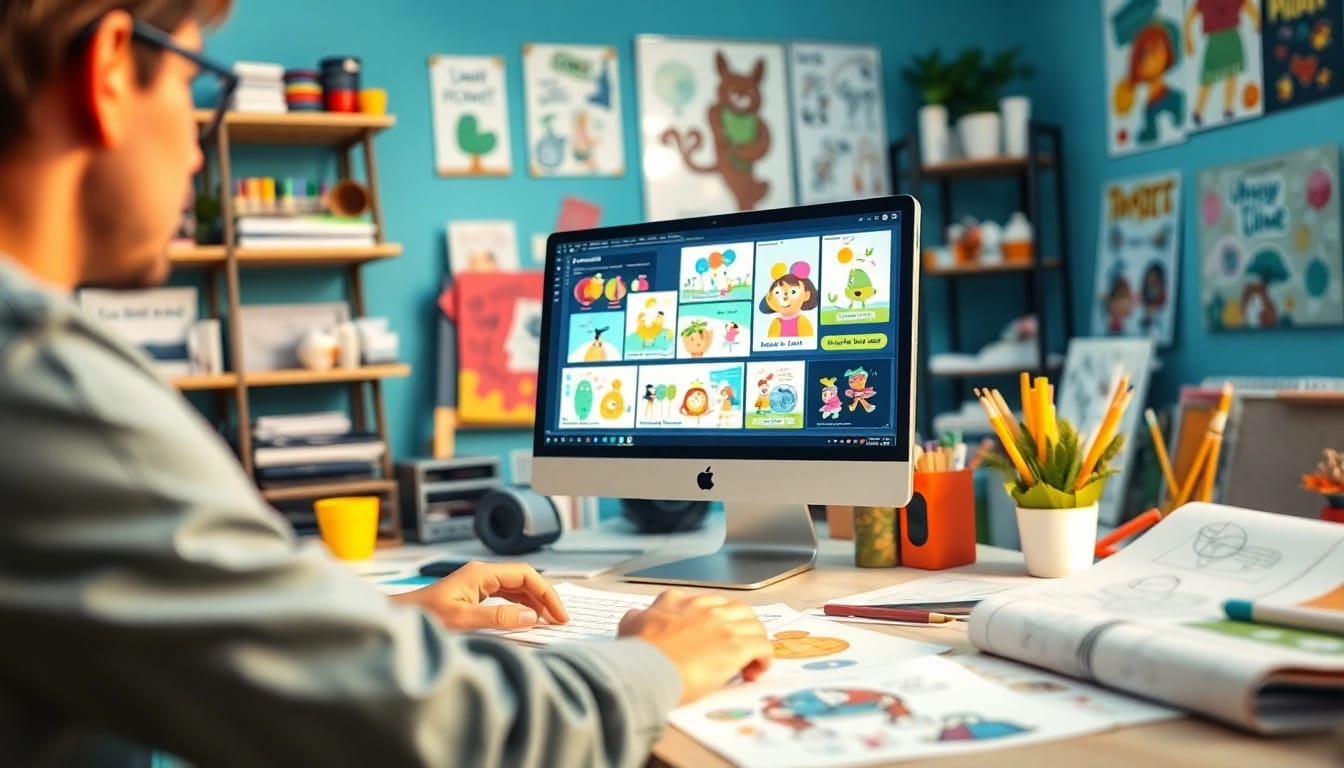 Animation Erstellen in einem kreativen Arbeitsbereich mit lebendigen Animationen.