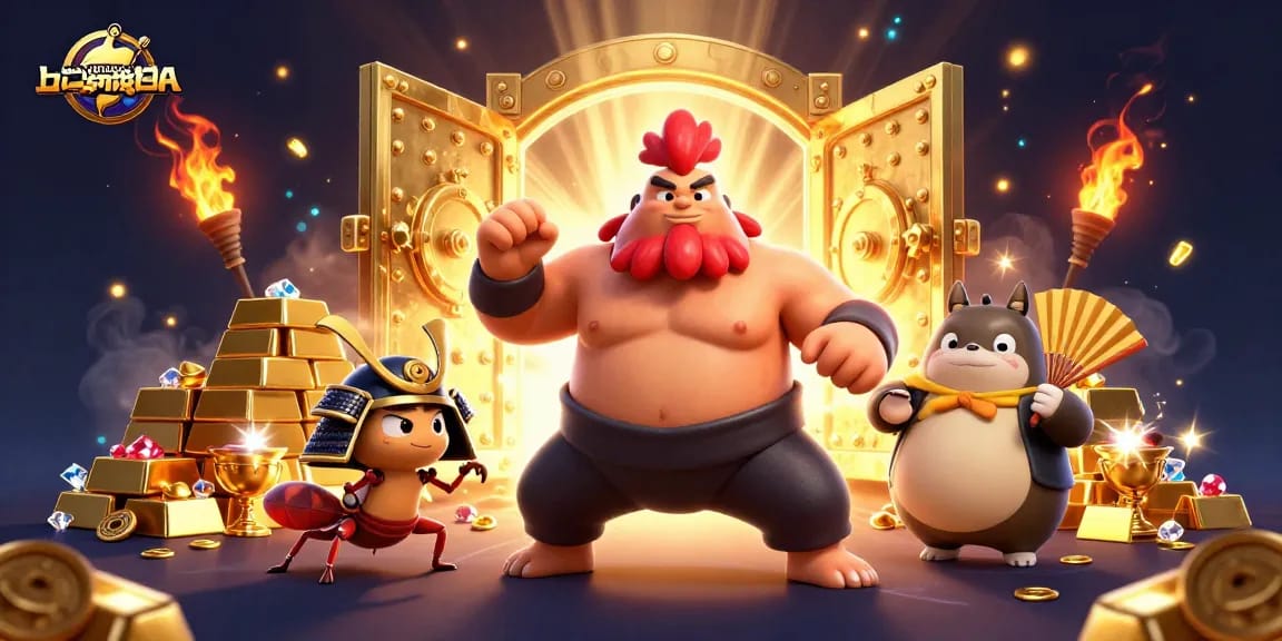 Permainan slot di bunmeebuntea menunjukkan keberuntungan dengan harta karun emas berkilauan.