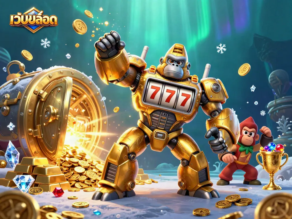เล่นเกม เว็บสล็อต กับหุ่นยนต์ทองคำที่ระเบิดเหรียญทองออกมา