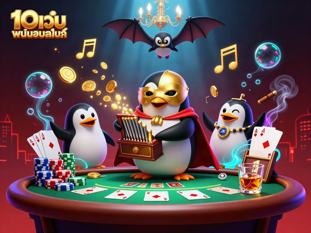 เล่นเกมที่ 10เว็บพนันออนไลน์ พร้อมกับเพนกวินและเสียงดนตรีจากเครื่องดนตรี