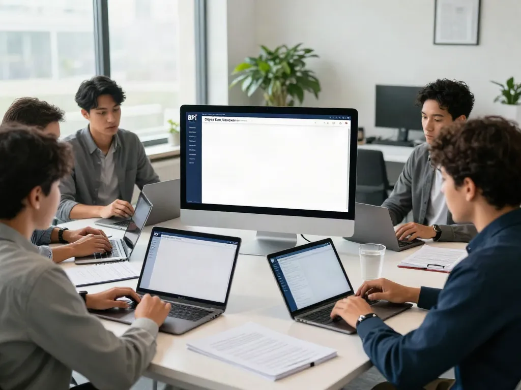 BPI Net Empresas collaboration in a modern office setting.