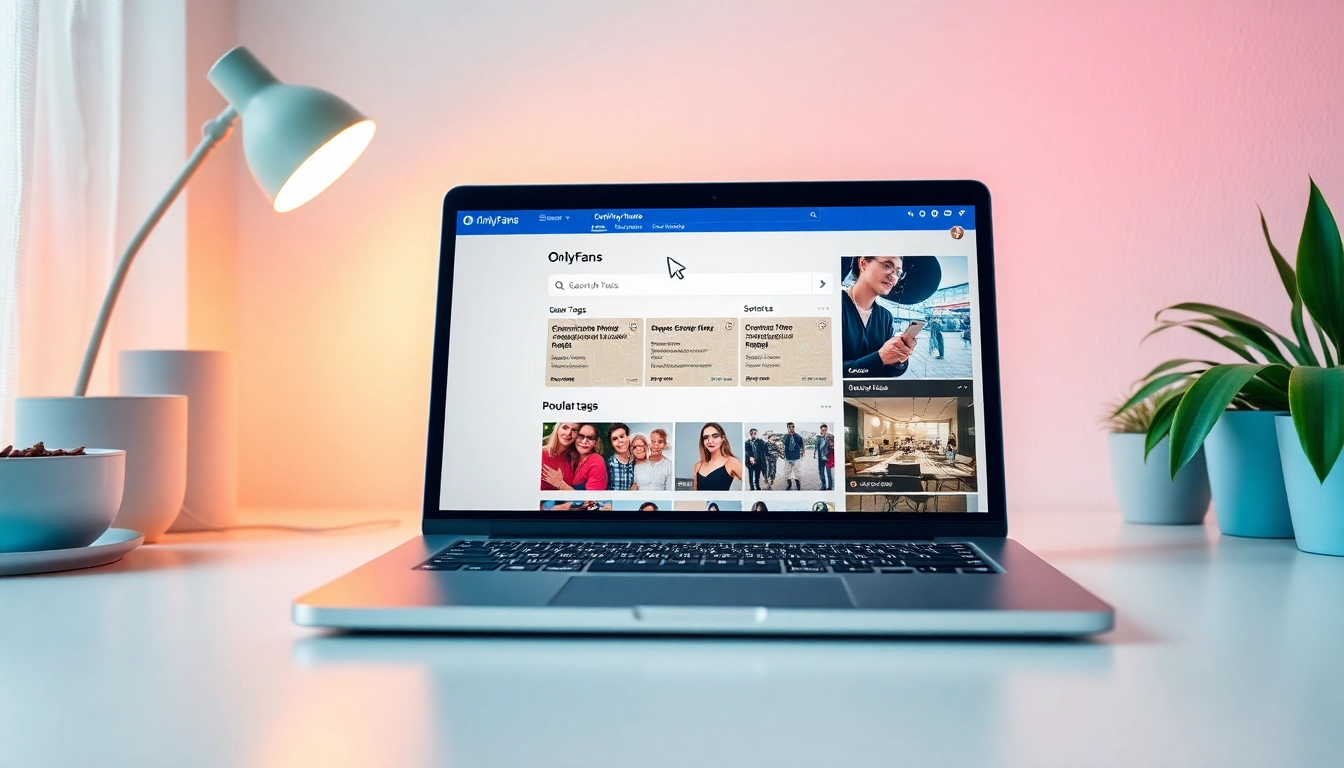 Learn how to search OnlyFans by tags with an engaging digital workspace scene.