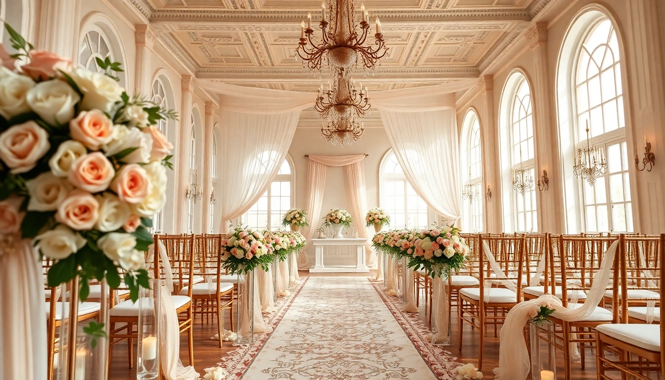 Couple exchanging vows in a stunning Jacksonville Wedding Venue with elegant floral decor.