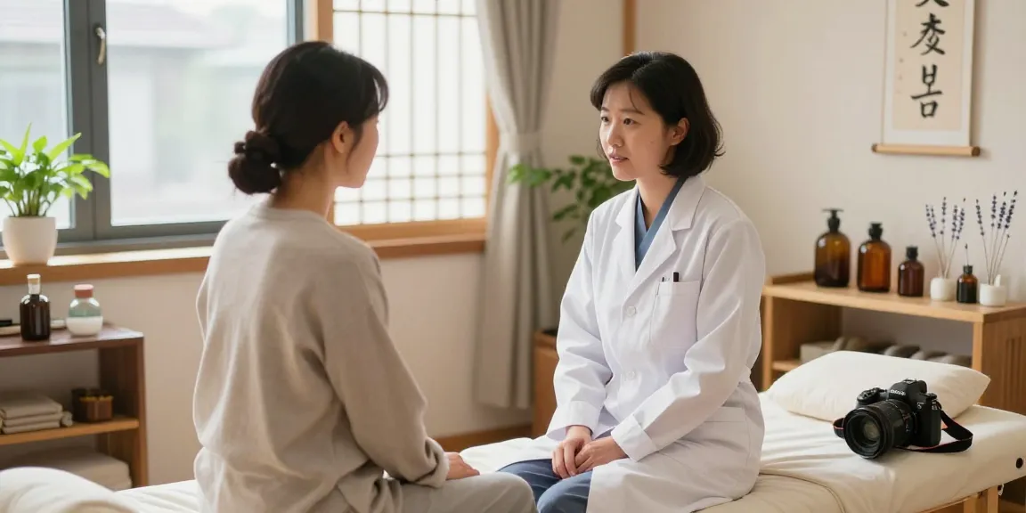 Consultation at 수원한의원 with patient in a serene wellness environment.